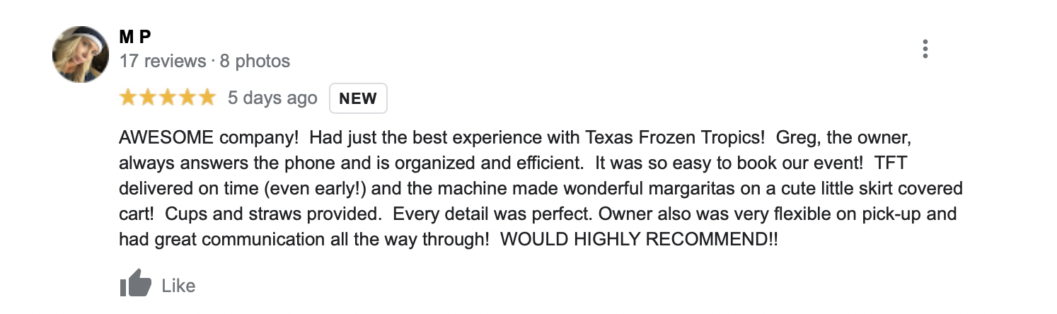 Texas Frozen Tropics Review