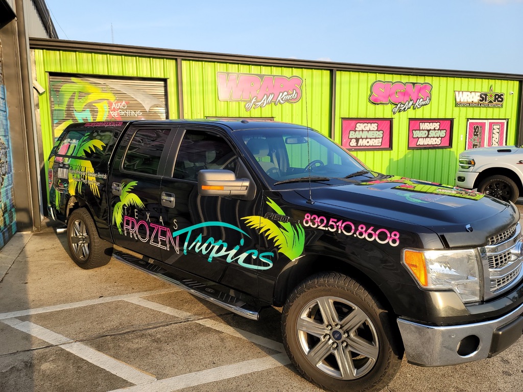 Texas Frozen Tropics truck getting custom graphics and wraps installed